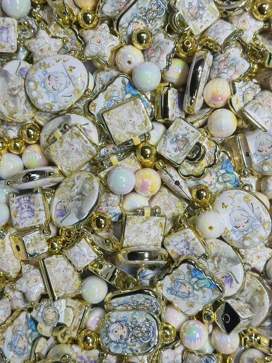 1.6NEW【A415】金秋の蝶美人・SP（ゴールドメッキキャラビーズ13種類とアクリルビーズ2種類とゴールドメッキビーズ1色）