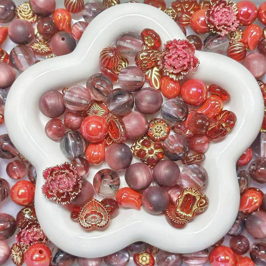 1.29NEW【A434】紅蓮の焔（レジンビーズ3種類入り、ストラップ用大ミックス）