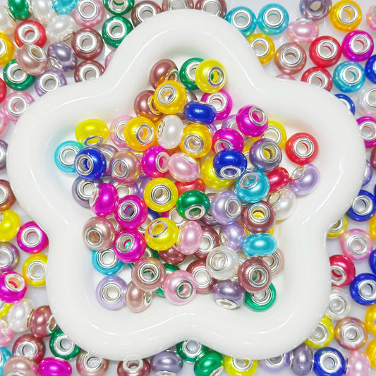【T124】パールロンデル（約12色、外径9*14mm・穴径5mm）