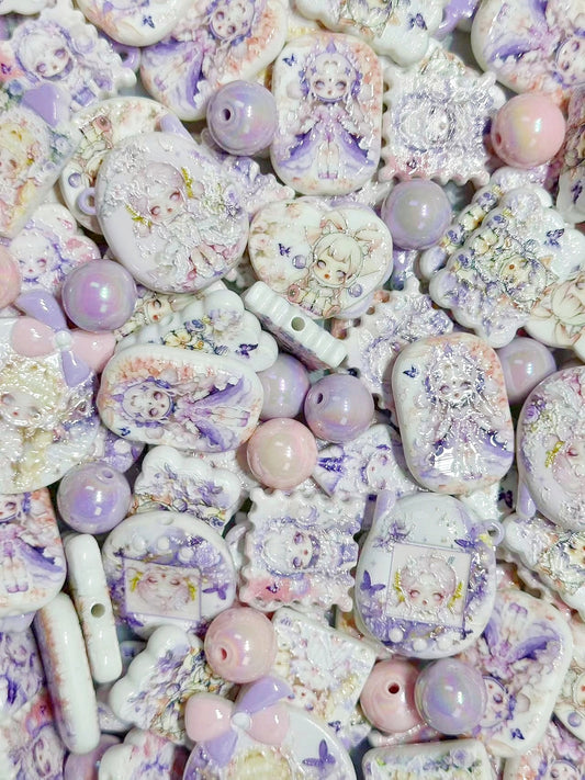 3.3NEW【A469】SPちゃんのスウィートドリーム（浮き彫りキャラビーズ12種類、アクリルビーズ2色入り）