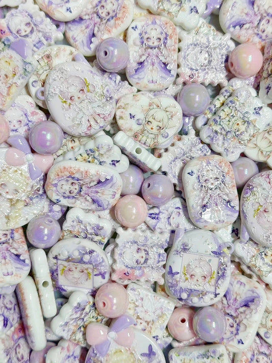 4.23再入荷【A469】SPちゃんのスウィートドリーム（浮き彫りキャラビーズ12種類、アクリルビーズ2色入り）