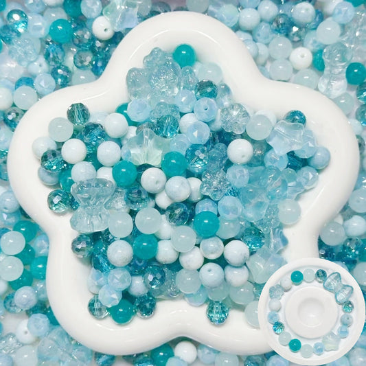 3.18NEW【B137】天の川（アマゾナイトと刻みガラスビーズ3種類と高品質ガラスビーズ2種類とガラス多面カット2種類）