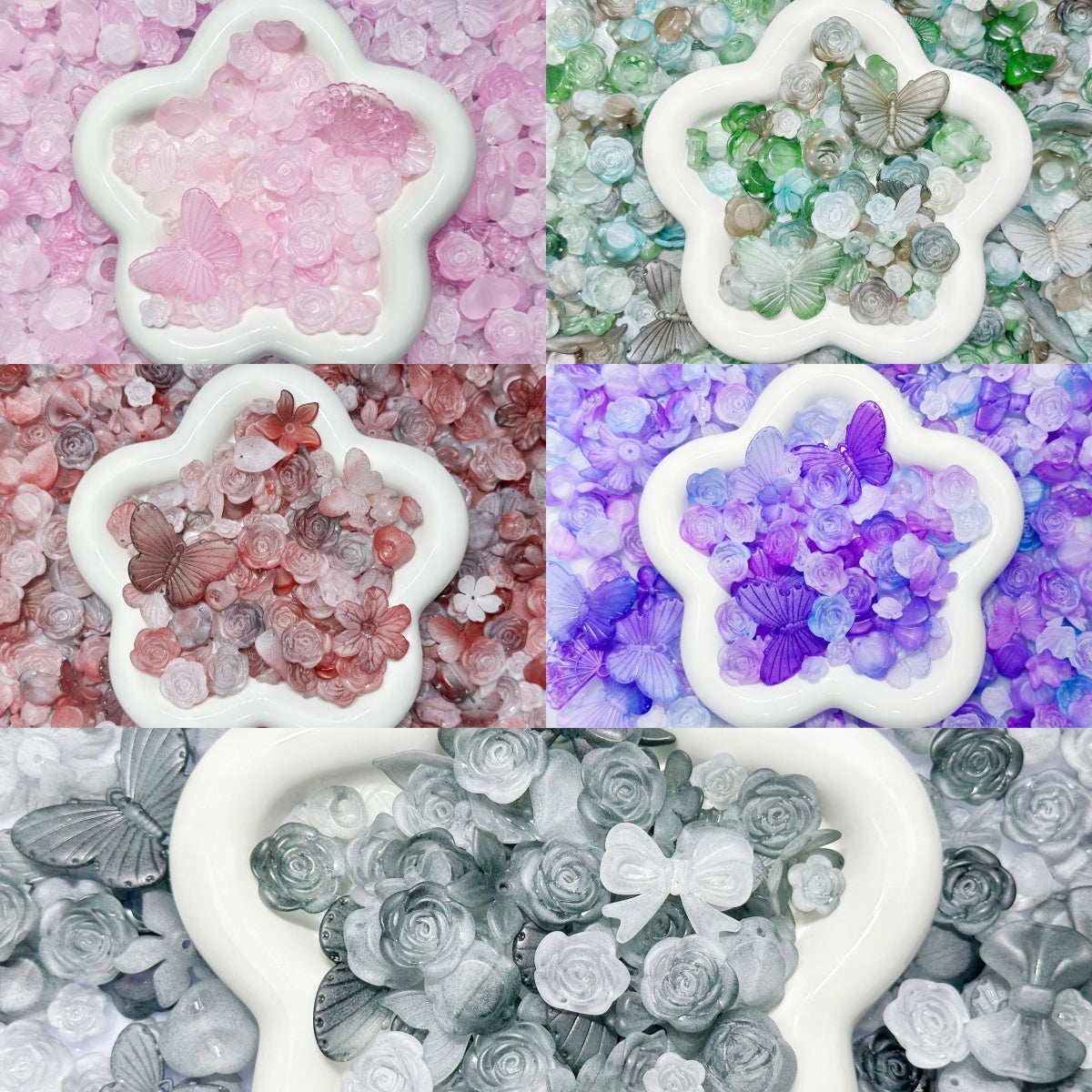 ♥段階式割引♥【T147】マットバロック（DIYパーツ約12種類大ミックス、アクリル、12～40mm）