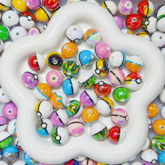5.22NEW【T177】ポケモンボール（約10種類ミックス、アクリル、16ｍｍ）