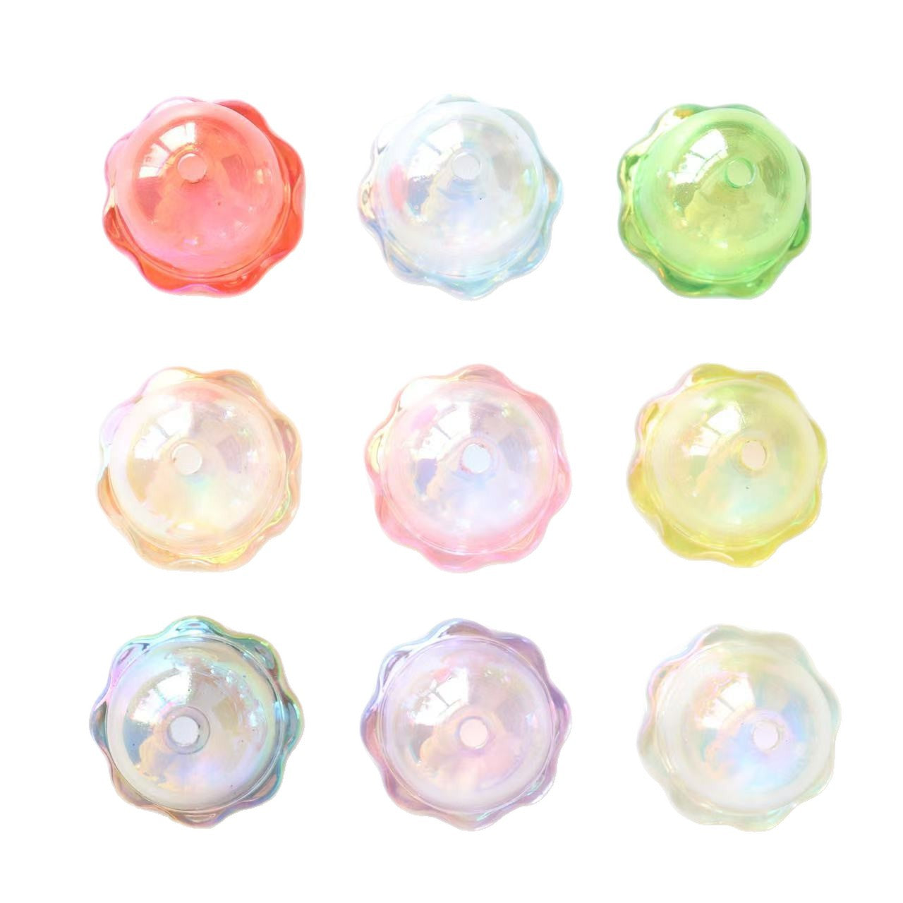 6.10NEW【T182】光に包まれたクラゲ（クラゲビーズ約9色ミックス、アクリル、約23ｍｍ、ピアスや風鈴など作れる）