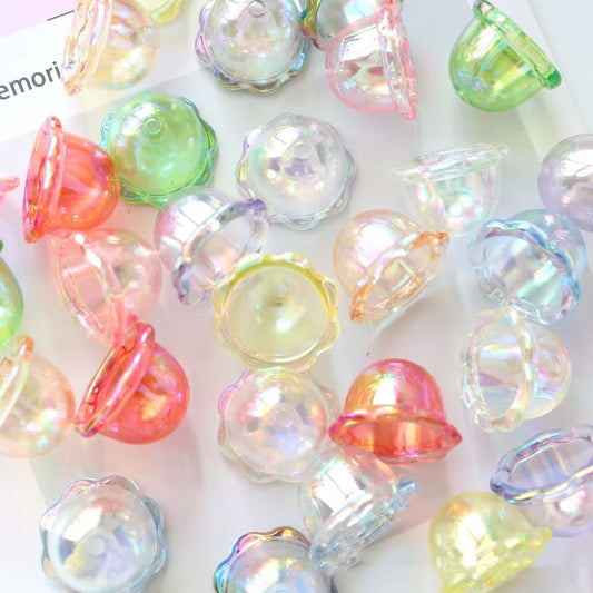 6.10NEW【T182】光に包まれたクラゲ（クラゲビーズ約9色ミックス、アクリル、約23ｍｍ、ピアスや風鈴など作れる）