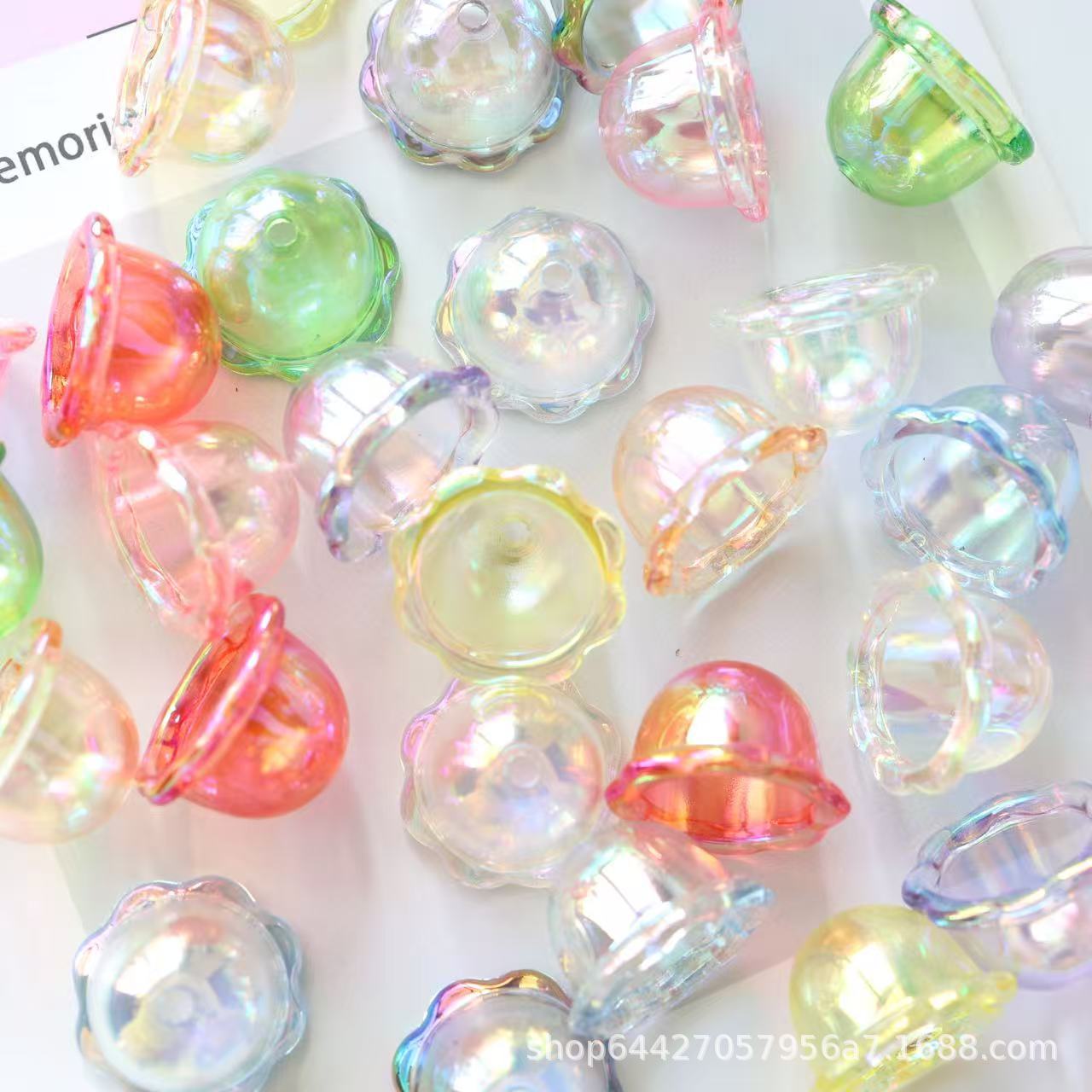 6.10NEW【T182】光に包まれたクラゲ（クラゲビーズ約9色ミックス、アクリル、約23ｍｍ、ピアスや風鈴など作れる）