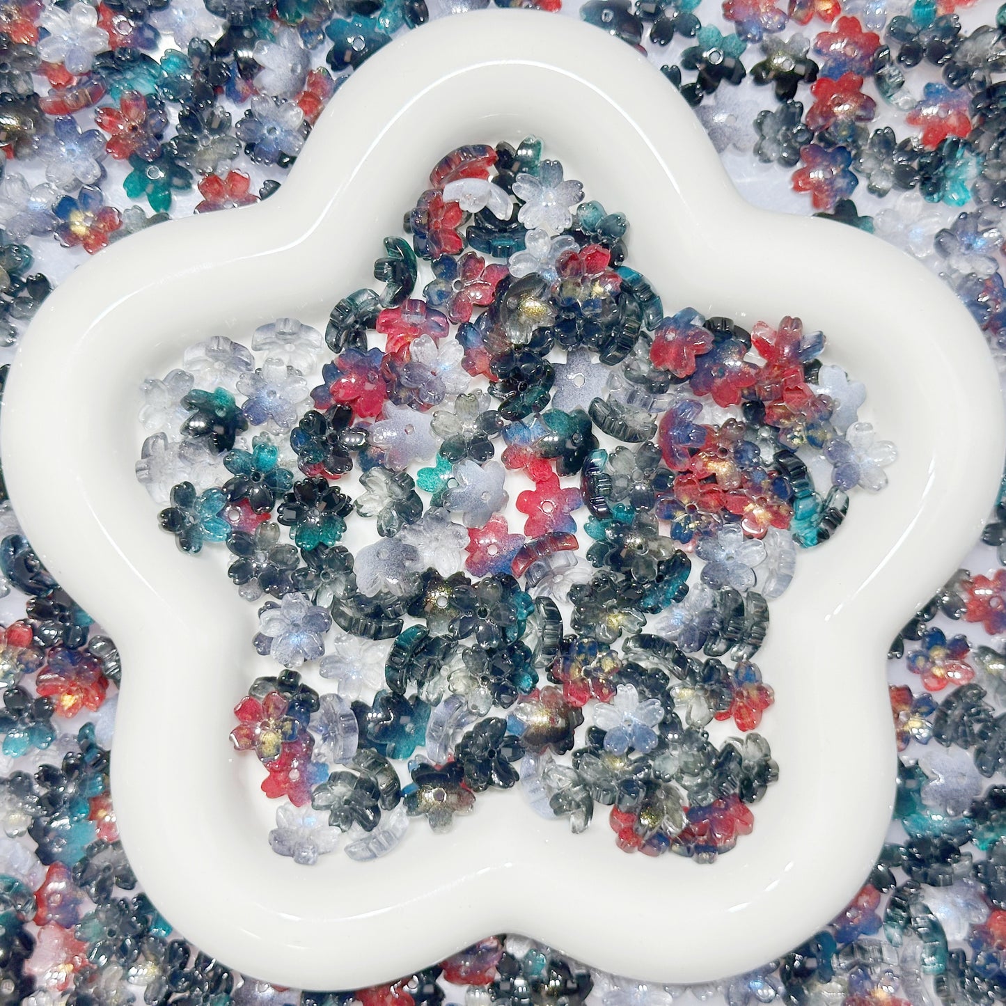 6.11NEW【L119】闇に咲く桜（ガラス桜5色、10.5*11mm）