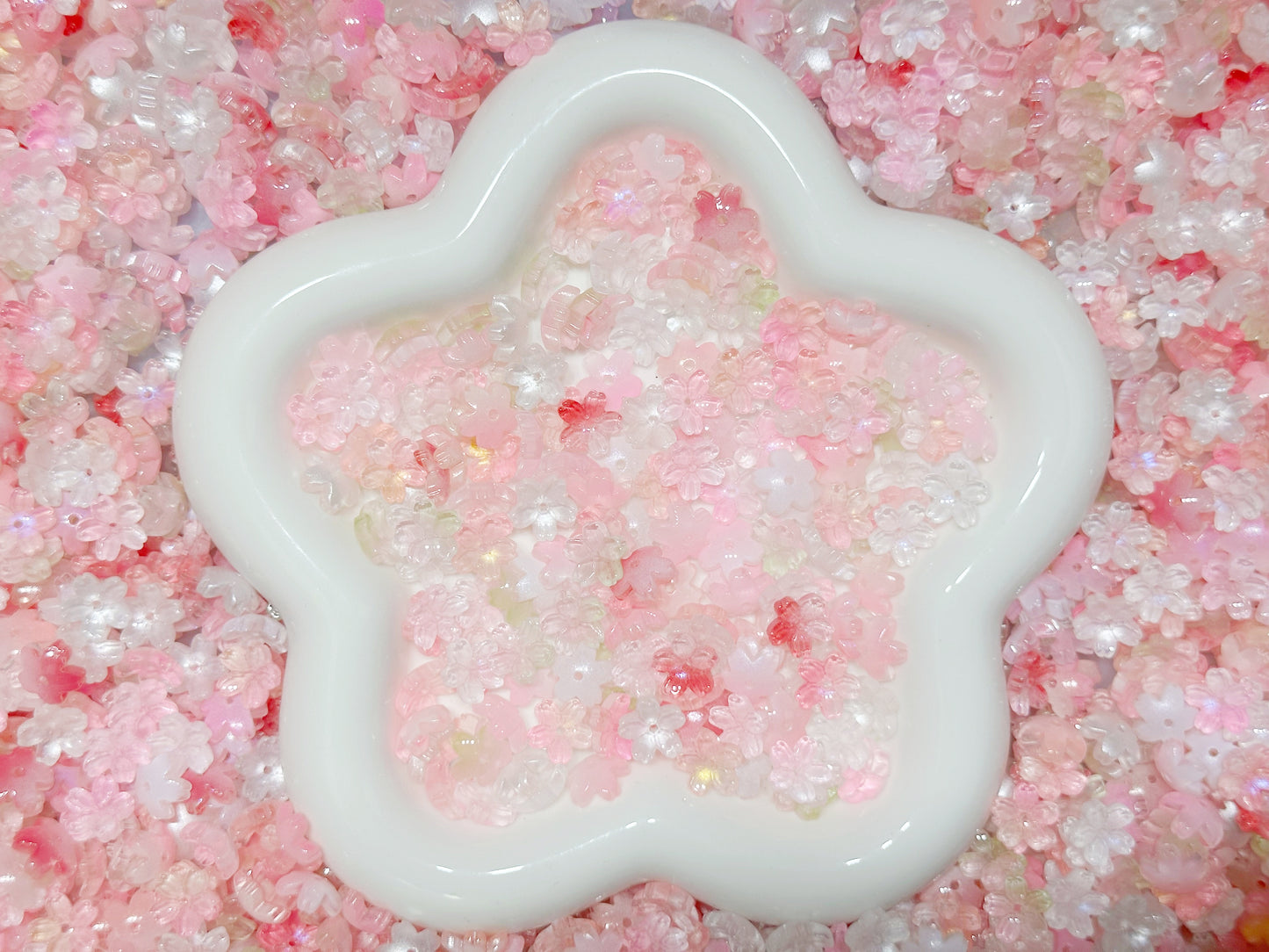 6.11NEW【L120】朝に溶ける桜霞（ガラス桜7色、10.5*11mm）