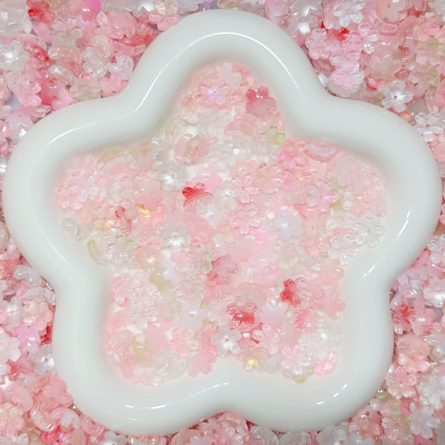 6.11NEW【L120】朝に溶ける桜霞（ガラス桜7色、10.5*11mm）