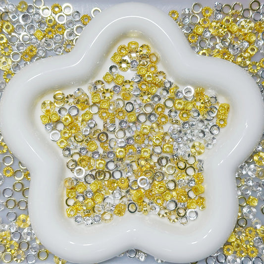 7.16NEW【P108】華光に散らばる輪（色落ちにくいロンデル12種類ミックス、約6～8ｍｍ）