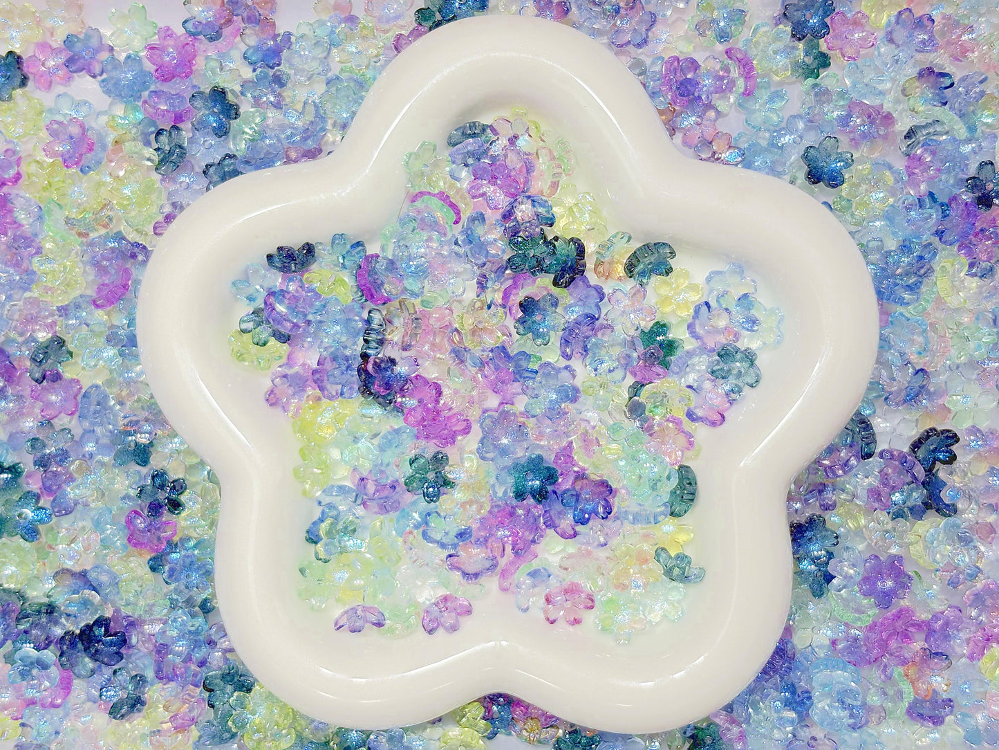 8.28NEW【L144】オーロラ輝く雫の桜（クリアオーロラ加工のガラス桜9色）