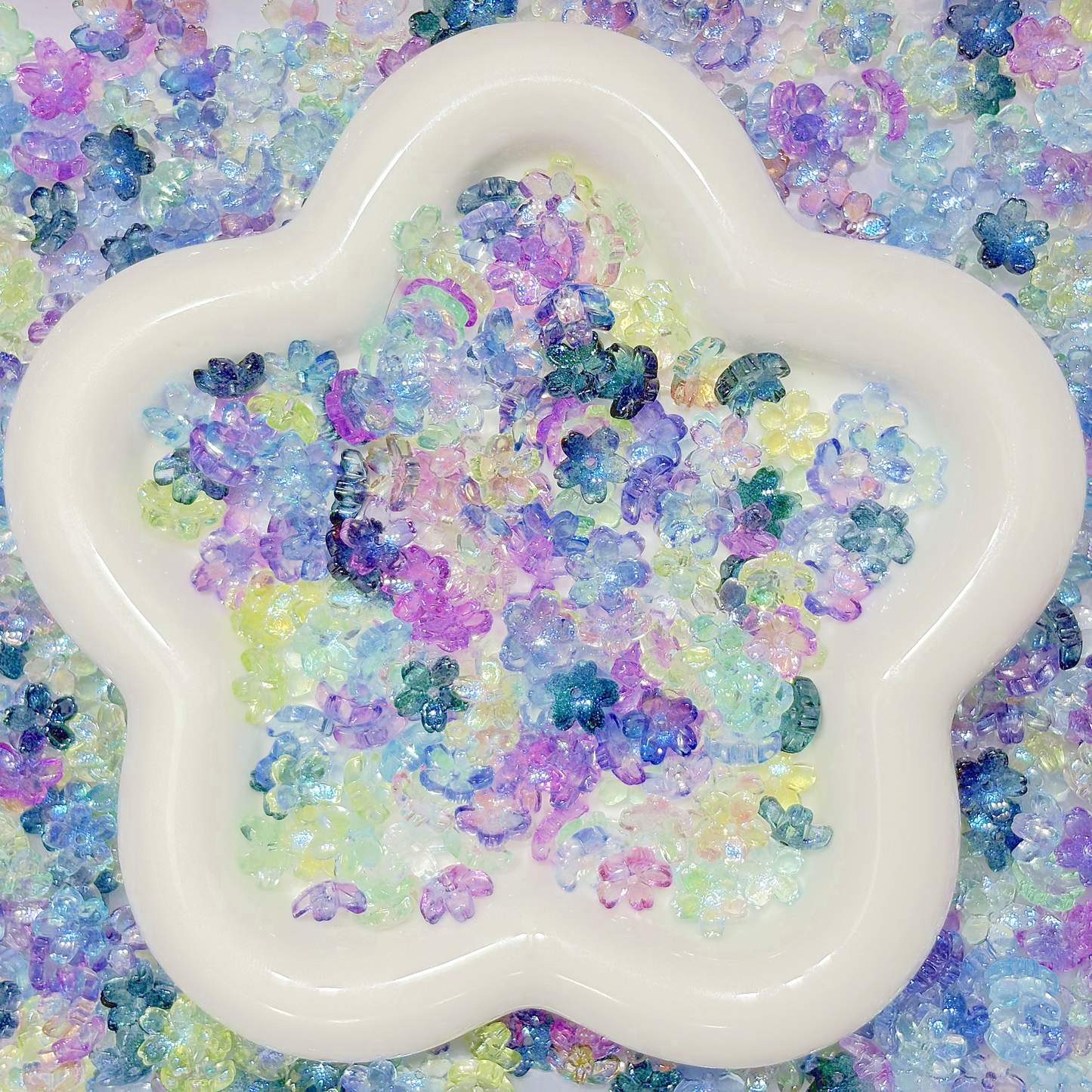 8.28NEW【L144】オーロラ輝く雫の桜（クリアオーロラ加工のガラス桜9色）