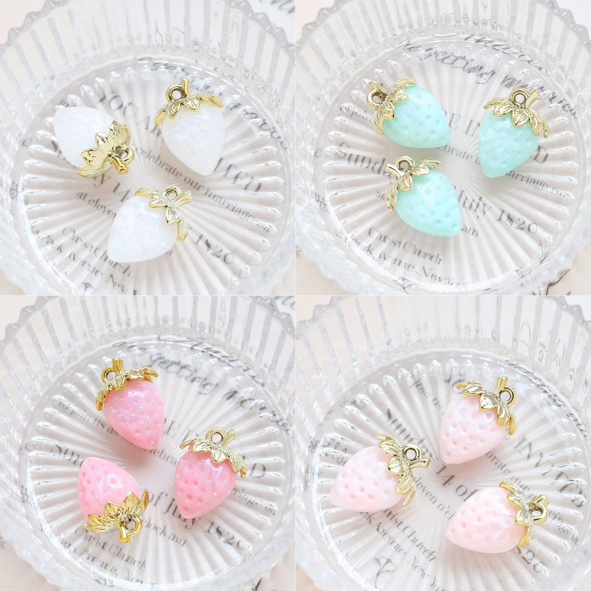 9.10新色あり♥段階式割引♥【T127】苺季節2（高級イチゴチャーム、約32mm*24mm）