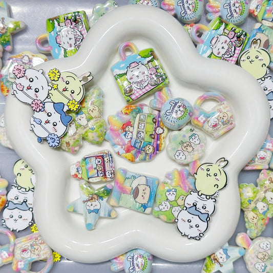 ♥♥予約製♥♥再入荷中【A636】虹で茶話会（プリントキャラビーズ約10種類とプレート2種類）