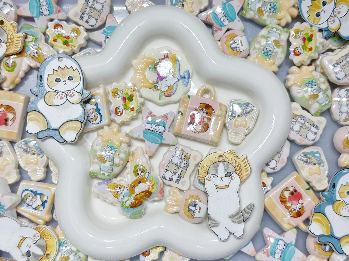 9.18NEW【A640】もふもふ猫たちの小さな日常（プリントキャラビーズ約10種類）
