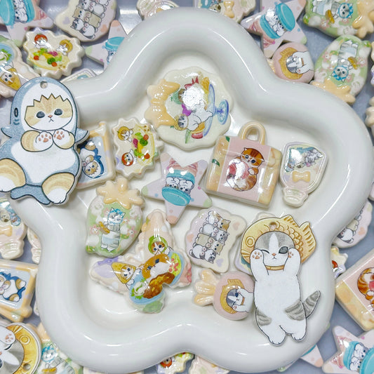 9.18NEW【A640】もふもふ猫たちの小さな日常（プリントキャラビーズ約10種類）