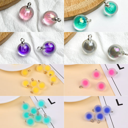 2.3在庫更新あり♥段階式割引♥【T126】2重カン付きビーズ（マットとオーロラクリア、16ｍｍ）