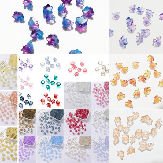 3.17新色と再入荷有り【T132】ガラス鈴蘭単色集合（約7×12ｍｍ）