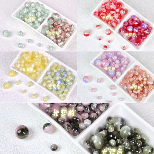 3.6再入荷と新規有り♥段階式割引有り♥【T135】2色星空レジンビーズ（UVカラーチェンジ、16ｍｍ）