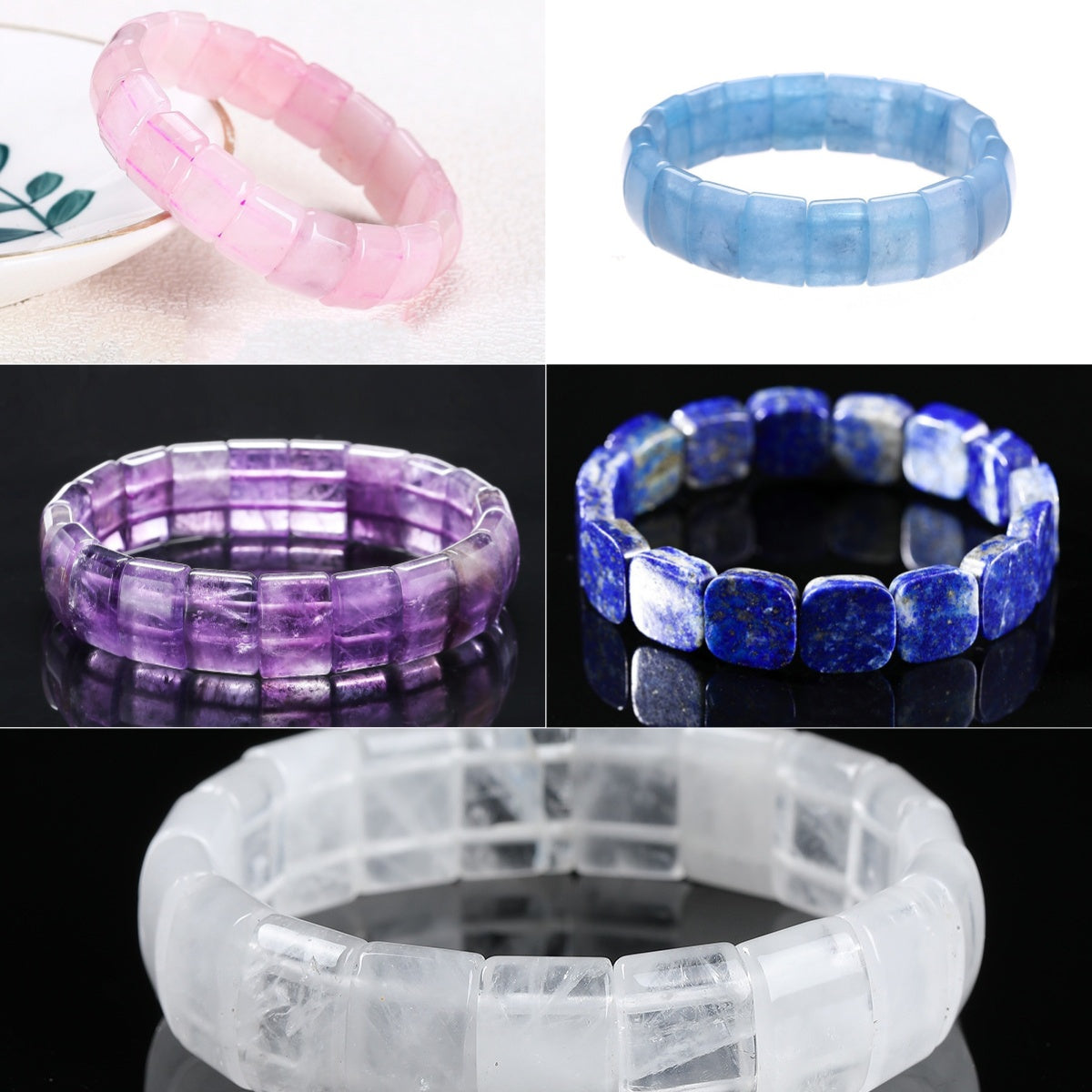 7.1更新【C032】天然石バングル完成品集合（約15×10mm）