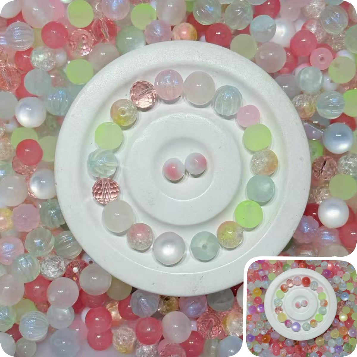 12.19【FB004】初春の花見✿（高品質ビーズ約10種類、色チェンビーズ入り、夜光効果あり）