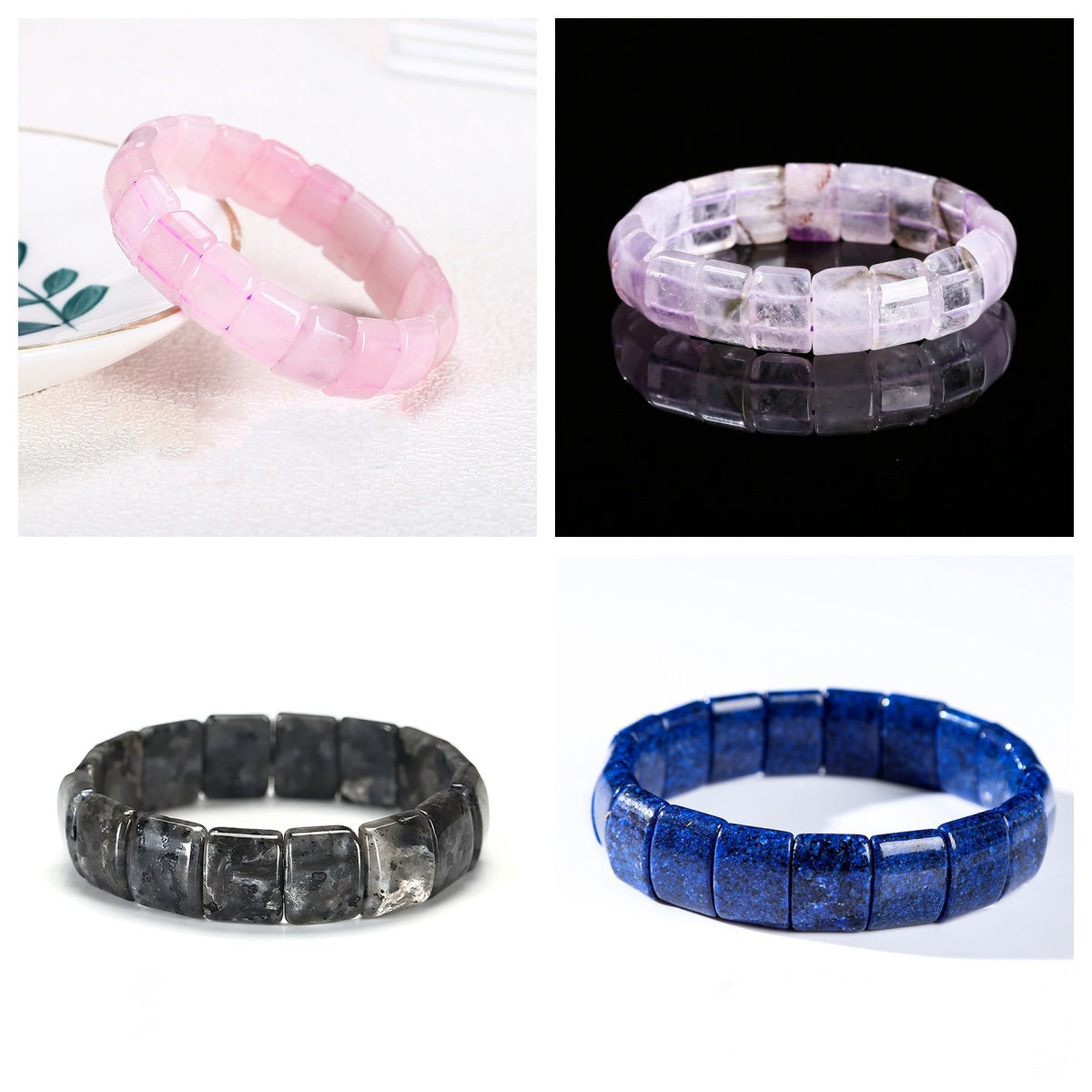 ４.21NEW【C032】スクエア天然石（バングル、約15×10mm、2つ穴）