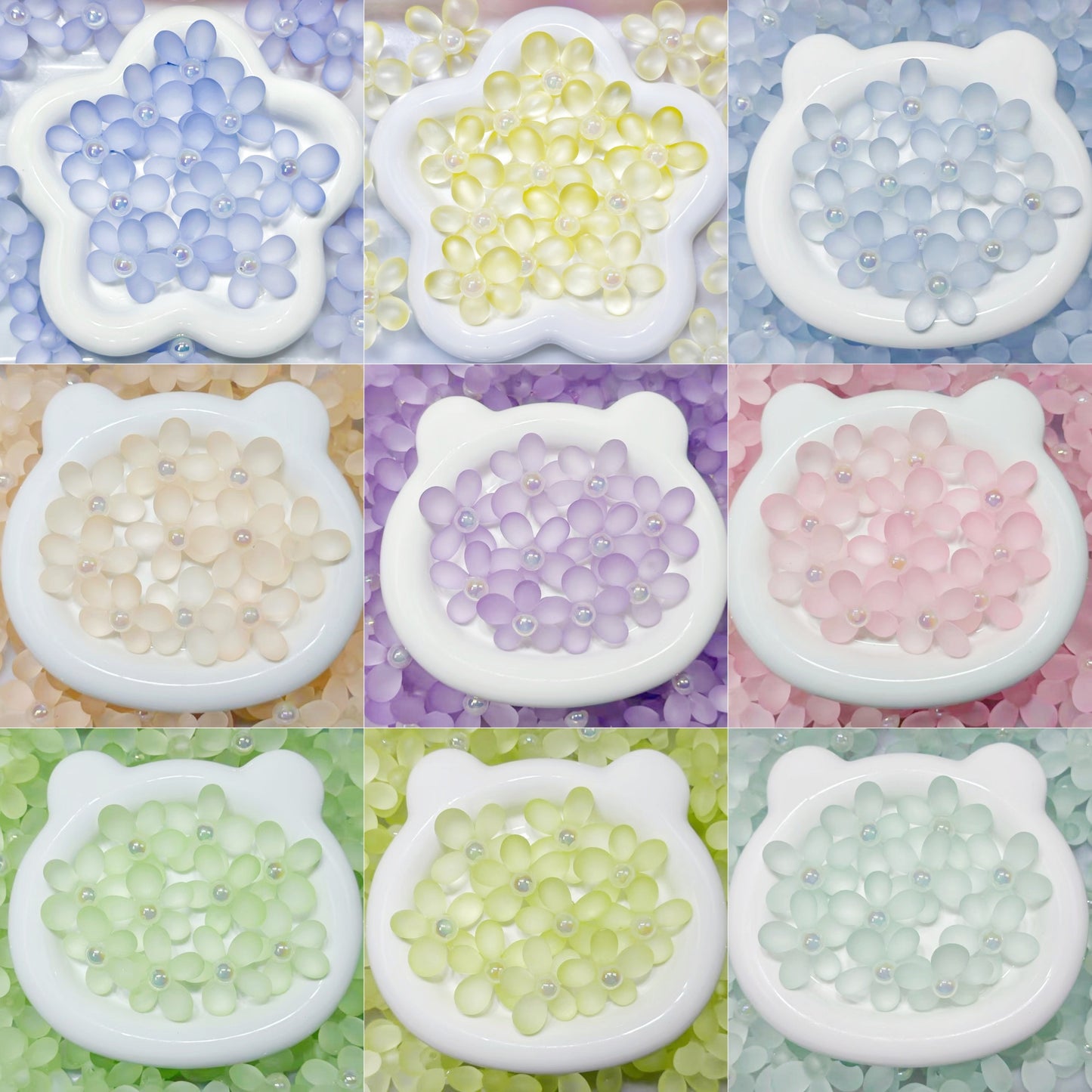♥人気♥5.28新色有り♥段階式割引♥【T113】大きいマットフラワー（カン付き、アクリル、38mm）