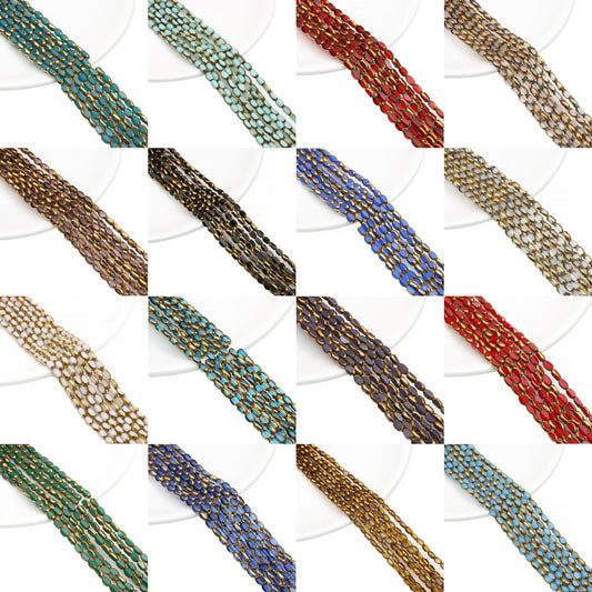 5.29NEW♥段階式割引有り♥【T178】ゴールドジュエル（金縁ガラス米型、4×6ｍｍ）