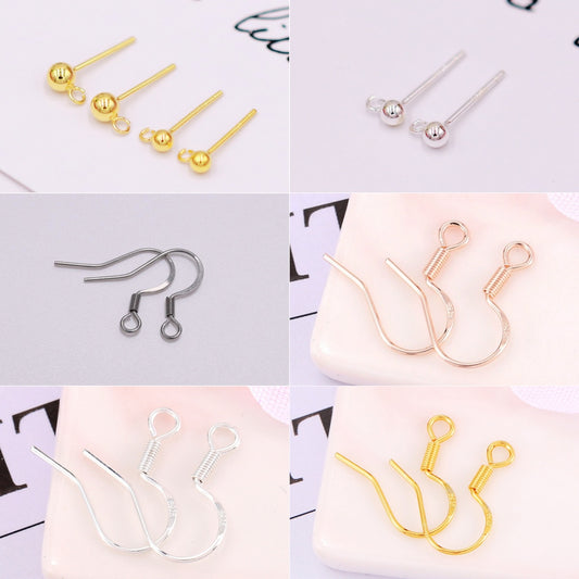 3.4ピン形新規追加♥段階式割引あり♥【P082】ピアスパーツ（色落ちにくいS925銀、DIYパーツ）