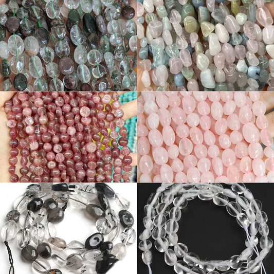 ♥人気♥6.1更新【C075】楕円形天然石集合（不規則、約8×10mm）
