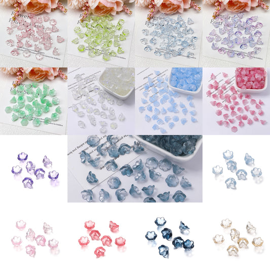 ♥人気♥6.11新色あり【T132】ガラス鈴蘭単色集合（約7×12ｍｍ）