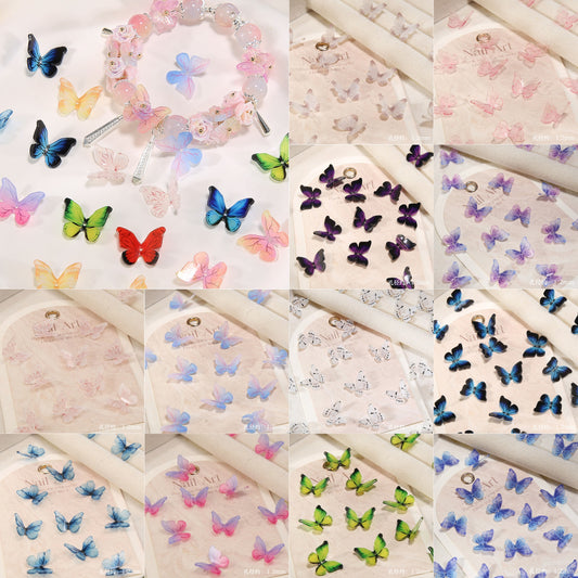 6.5NEW♥段階式割引有り♥【T181】精霊蝶（樹脂リアル蝶々、15*18ｍｍ）
