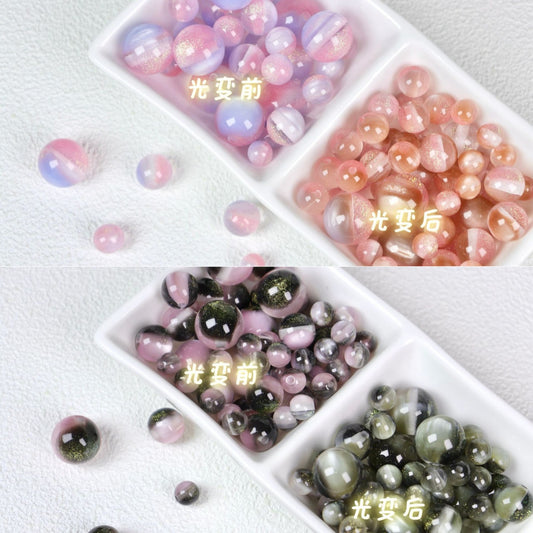 3.3NEW♥段階式割引有り♥【T135】2色星空レジンビーズ（UVカラーチェンジ、16ｍｍ）