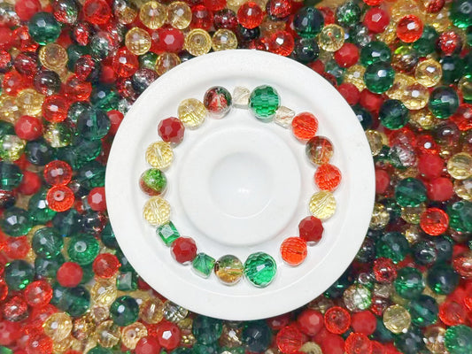 【B116】キラキラクリスマス（多面カットガラスビーズ6種類、丸玉ガラスビーズ2種類）