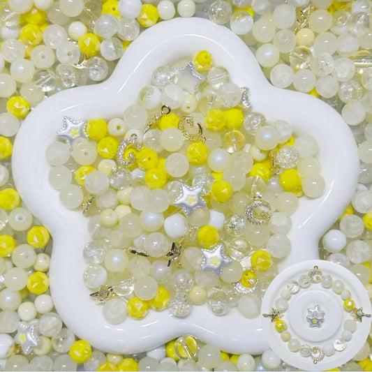 3.17NEW【B136】キラキラレモンスター（高品質ガラスビーズ7種類とガラス多面カット1種類とメタル3種類）