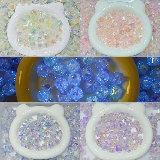 5.1再入荷【T101】オーロラ星空多角形ビーズ（♥夜光♥カン付きビーズ、16ｍｍ）