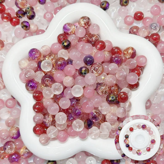 2.11NEW【B125】バレンタインデーの告白（レジンビーズ2種類、高品質ガラスビーズ4種類とガラス多面カット1種類）
