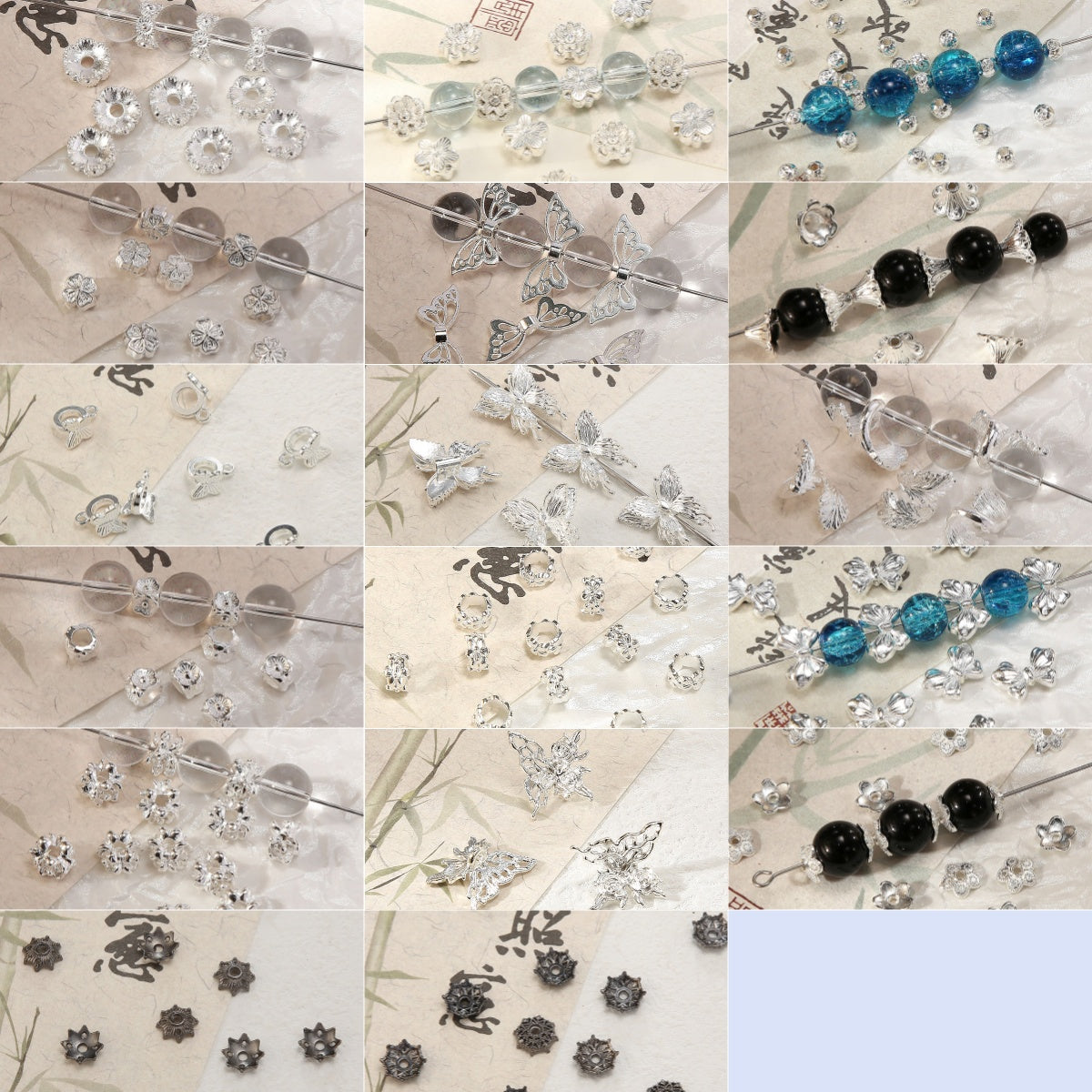 ♥人気♥再入荷検討可能【P044】追憶のバタフライ（ロンデル＆花座の17種類大ミックス）