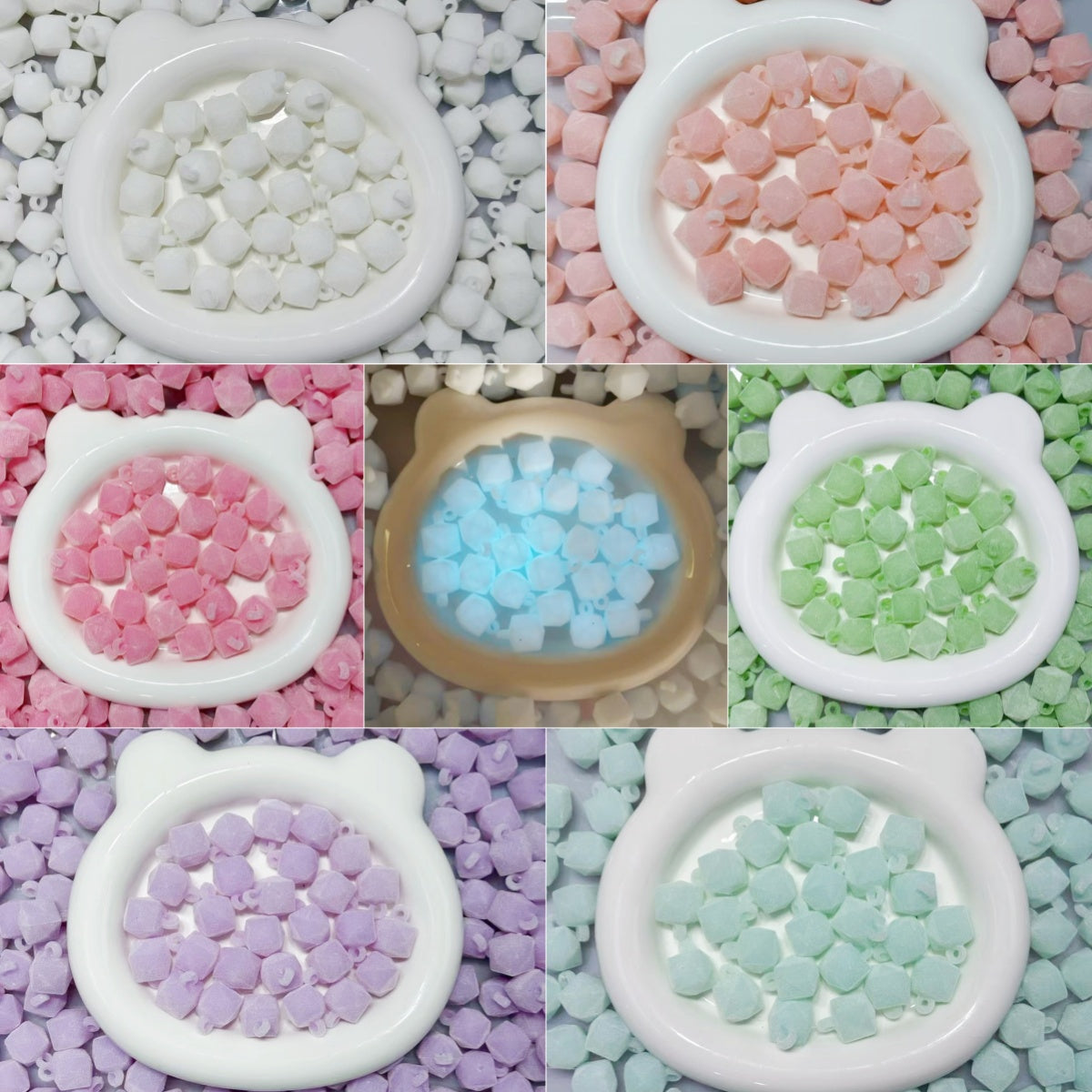 12.17NEW♥段階式割引♥【T104】多角形フロッキービーズ（♥夜光♥カン付きビーズ、16ｍｍ）