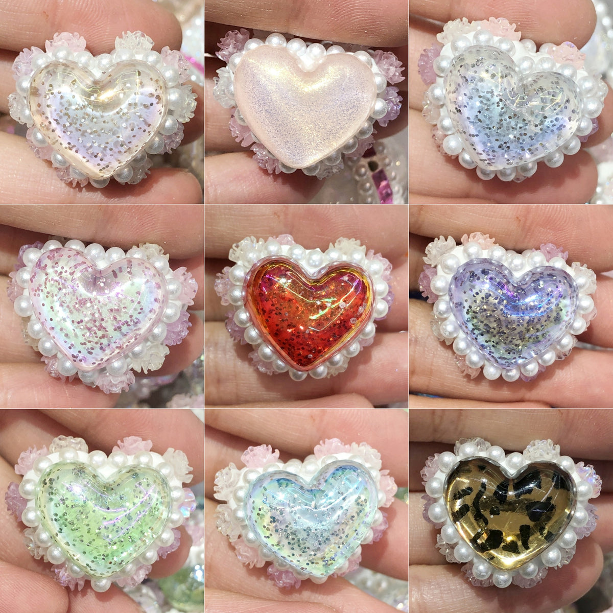 9.20NEW【T197】ハート型お花ボール（両面立体、约22*27mm）
