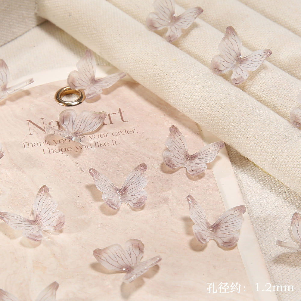 6.5NEW♥段階式割引有り♥【T181】精霊蝶（樹脂リアル蝶々、15*18ｍｍ）
