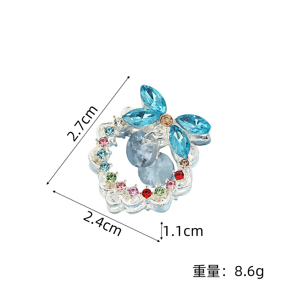 9.7NEW【P116】蝶々リングビーズパーツ（ジルコニア・合金、約2.4*2.7*1.1ｍｍ、8.6g）