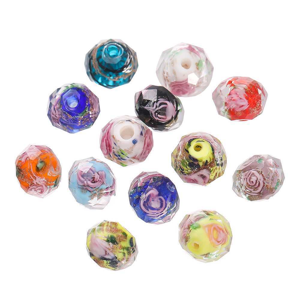 10.19NEW♥特価新作♥【B196】瑠璃に閉じた花宴（多面カット薔薇入りガラスビーズ・カラフル・8ｍｍ）