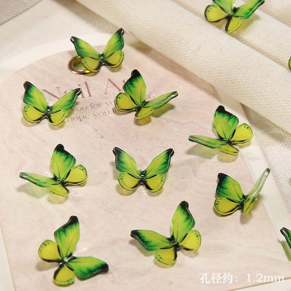 6.5NEW♥段階式割引有り♥【T181】精霊蝶（樹脂リアル蝶々、15*18ｍｍ）