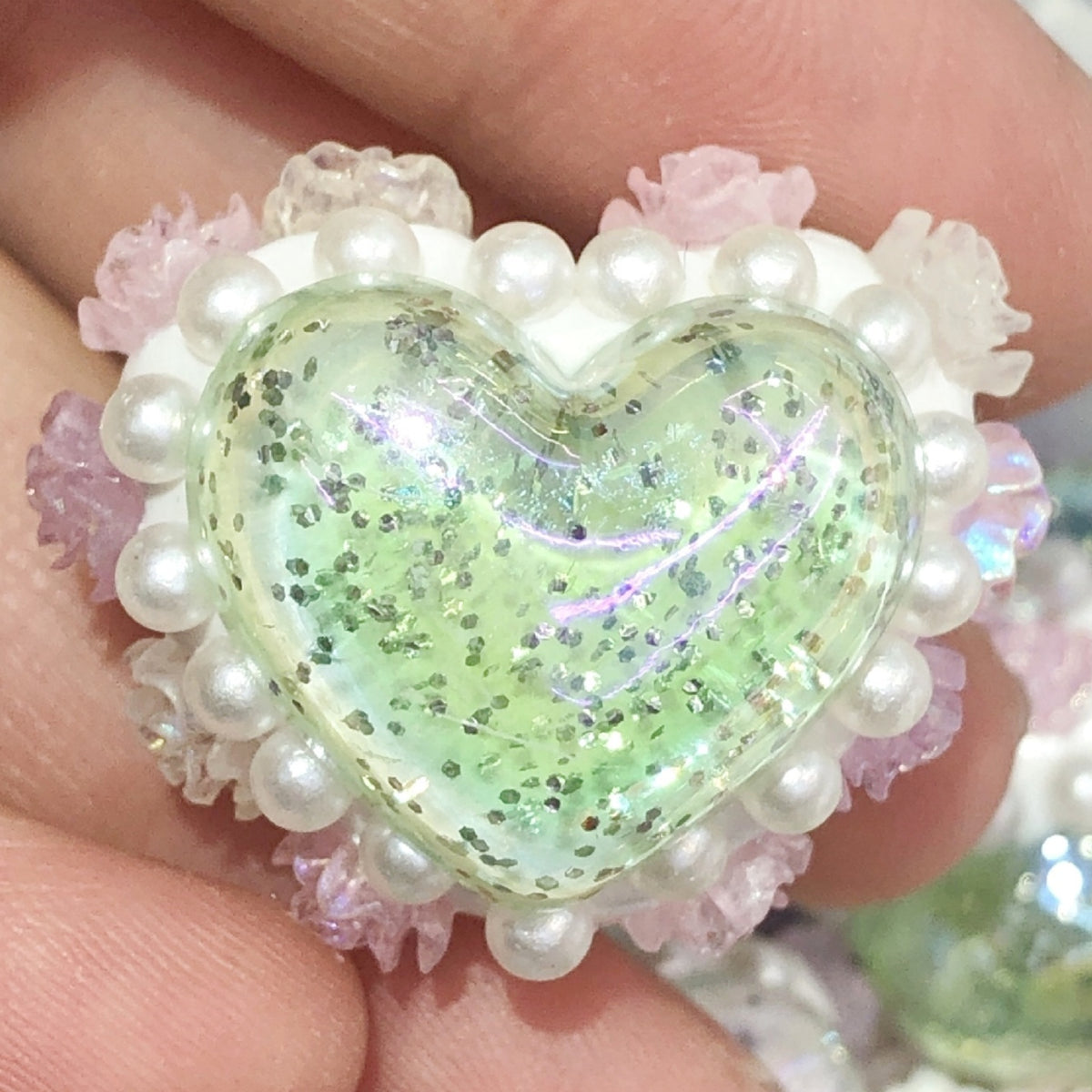 9.20NEW【T197】ハート型お花ボール（両面立体、约22*27mm）
