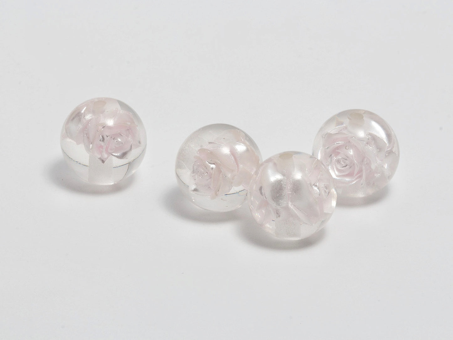 ♥人気♥12.25新色あり【T099】永遠のローズ（バラ入りレジンビーズ、16ｍｍ）