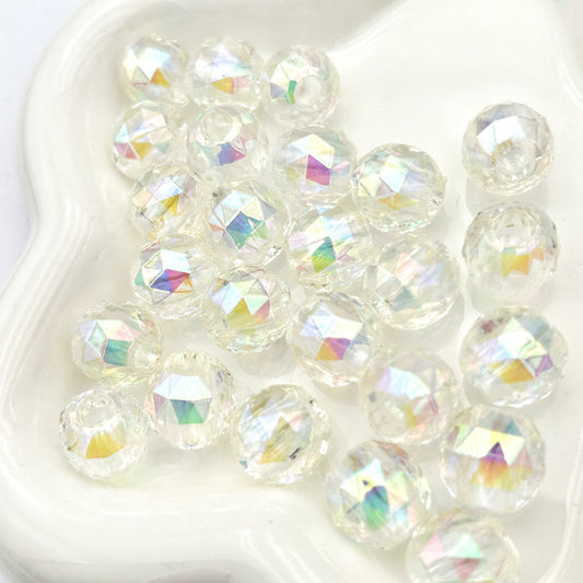 ♥人気♥4.23再入荷【T098】キラキラ地球（クリア多面カット、大きい穴、アクリル、14ｍｍ）
