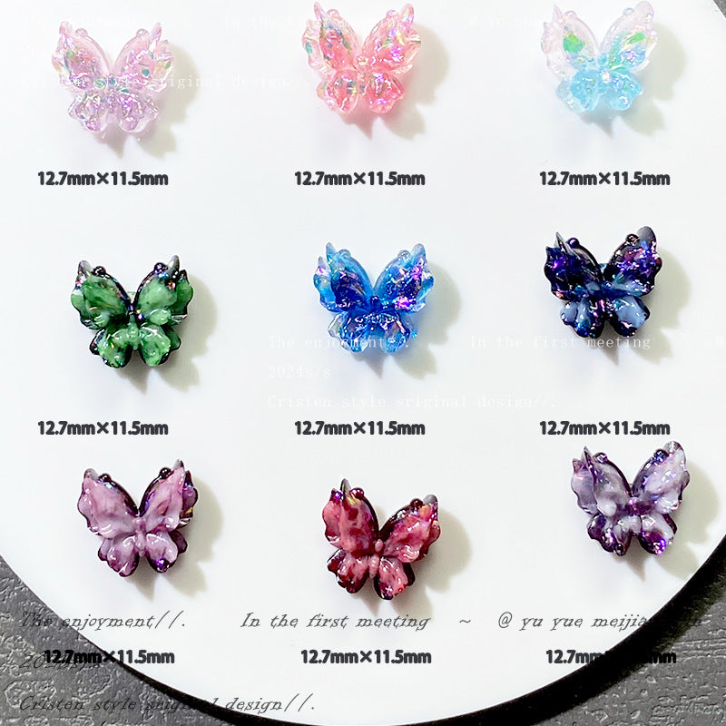 10.29再入荷と更新あり【A318】暗夜に光る蝶（夜光ソフト蝶々9色、12.7×11.5mm）