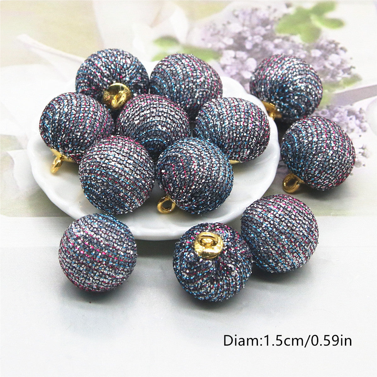 12.22NEW【T110】キラキラボール（カン付き、15ｍｍ、ミックスと単品あり）